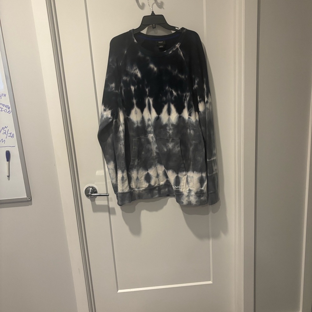 DKNY Tie Dye Sweatshirt XXL Unisex Colors: Black, Grey and White NWT
